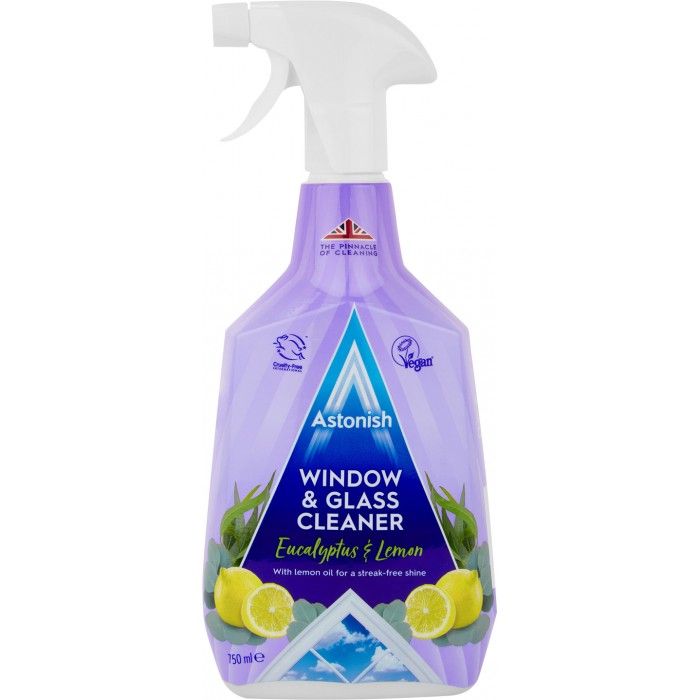 Засіб для миття вікон і скла без розводів  з лимоном Astonish Window & Glass Cleaner, 750 мл