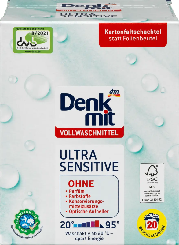 Засіб для прання дитячої білизни Denkmit Ultra Sensitive, 1,35 кг