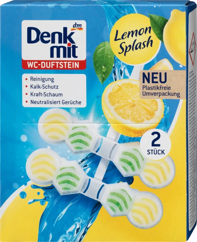 Підвісні таблетки (блок) для унітазу Denkmit WC Blausp?ler Lemon Splash, 2 шт