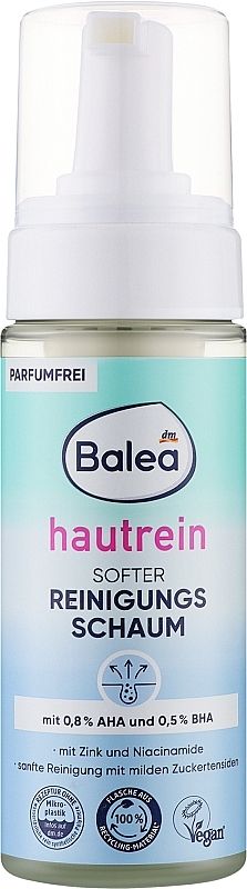 Пінка для очищення обличчя проти прищів із саліциловою кислотою та цинком Balea Hautrein, 150 мл